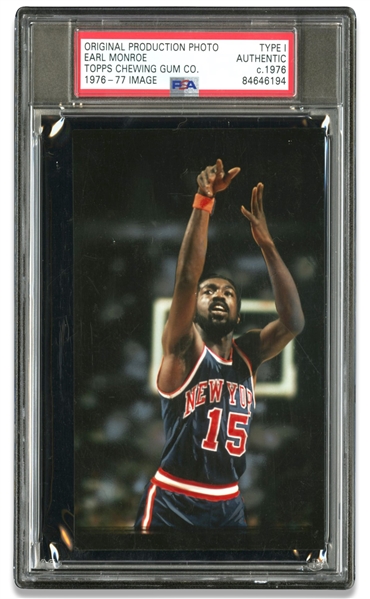 C. 1976 Earl Monroe Original Photograph Used for his 1976-77 Topps Basketball #98 Card – PSA/DNA Type 1