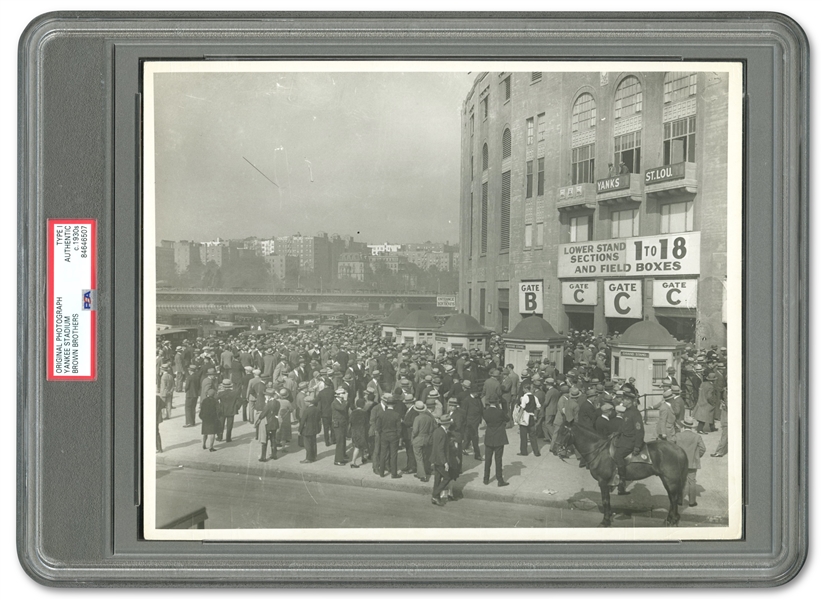 C. 1930s Yankee Stadium Exterior Crowd Original Photograph from Brown Brothers Collection – PSA/DNA Type 1