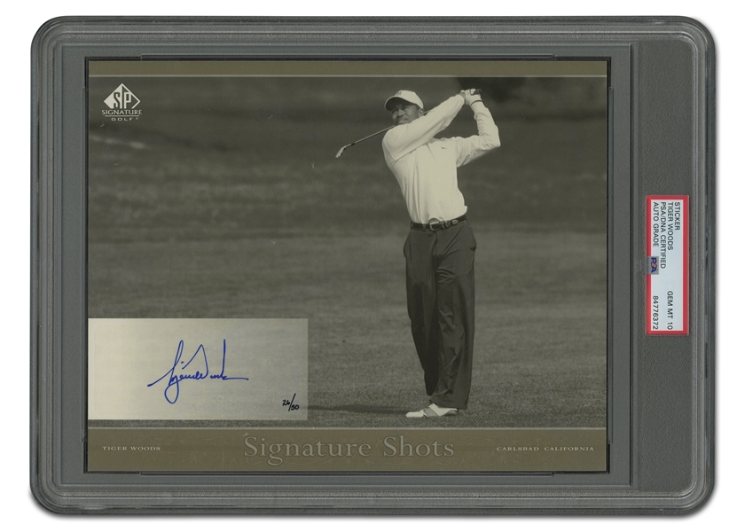 2005 Upper Deck SP Signature Golf Signarure Shots #BW5 Tiger Woods (26/50) Oversized 8x10 Premium Card – PSA/DNA GEM MINT 10