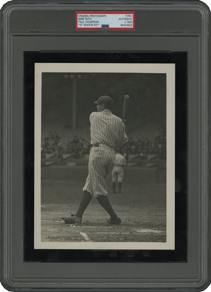 1920 Babe Ruth "Home Run Swing" (1st Season With Yankees) Original Photograph by Paul Thompson - PSA/DNA TYPE 1 (Only One Other Known!)
