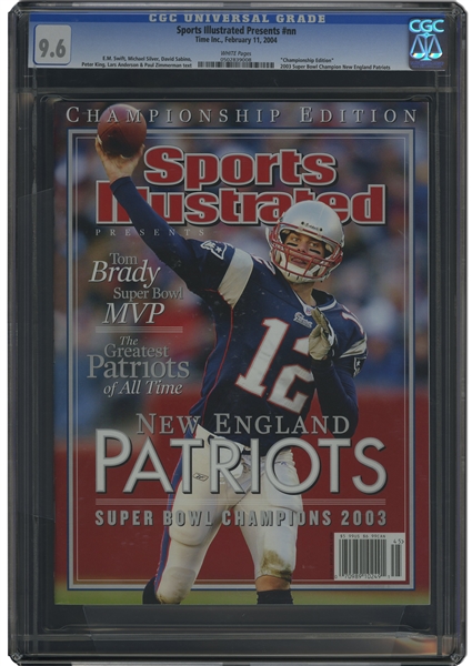 2/11/2004 Sports Illustrated Tom Brady "The Greatest Patriots of All Time" (Super Bowl XXXVIII MVP) Championship Edition – CGC 9.6 (Only Three Higher!)