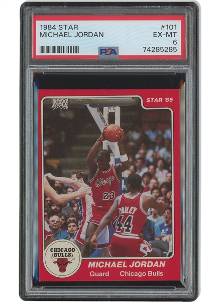 1984-85 Star Co. Basketball #101 Michael Jordan XRC (True Rookie) – PSA EX-MT 6