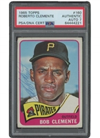 Incredibly Scarce 1965 Topps #160 Roberto Clemente Autographed (Only Two Others Known!) – PSA Authentic & PSA/DNA 7 Auto.