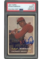 1957 Topps #35 Frank Robinson Signed & Inscribed ("ROY 1956") Rookie Card – PSA GD 2, PSA/DNA 10 Auto.