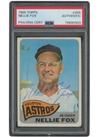 Scarce 1965 Topps #485 Nellie Fox Autographed (Died in 75) – PSA & PSA/DNA Authentic