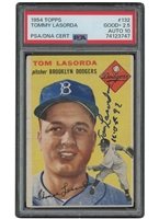 1954 Topps #132 Tommy Lasorda Signed & Inscribed ("HOF 92") Rookie Card – PSA GD+ 2.5, PSA/DNA 10 Auto.