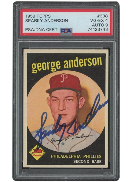 1959 Topps #338 George "Sparky" Anderson Signed Rookie Card – PSA VG-EX 4, PSA/DNA 9 Auto.