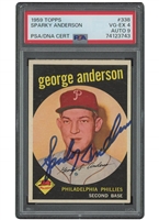1959 Topps #338 George "Sparky" Anderson Signed Rookie Card – PSA VG-EX 4, PSA/DNA 9 Auto.