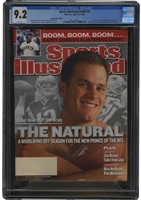 4/15/2002 Sports Illustrated Tom Brady "The Natural" Rookie & Super Bowl XXXVI MVP (His First Official SI Cover!) – CGC 9.2