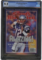 2/13/2002 Sports Illustrated "Amazing" New England Patriots Commemorative Issue with Rookie & Super Bowl XXXVI MVP Tom Brady (His 1st Magazine Cover!) – CGC 9.2