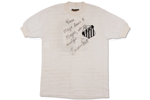 1974 Pelé Signed & Inscribed Santos FC (Final Season) Match Worn Jersey – MEARS & JSA LOAs