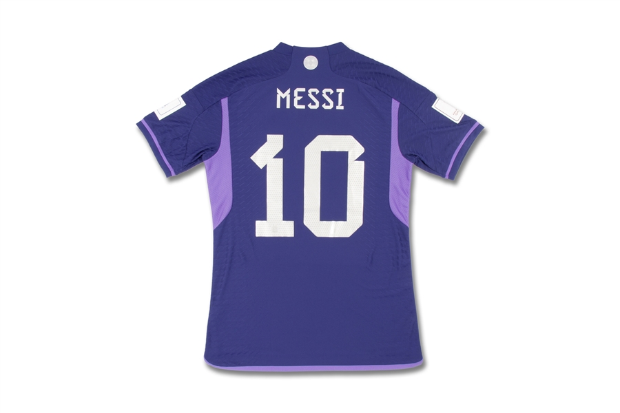 Nov. 30, 2022 Lionel Messi Argentina FIFA World Cup Match Issued Jersey – One of Three Made for Group C Clinching Win vs. Poland – Sports Investor LOA, Teammate Provenance