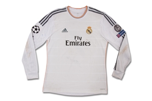 2013-14 Cristiano Ronaldo Autographed Real Madrid UEFA Champions League Match Worn Jersey with Outstanding Wear! – MEARS LOA