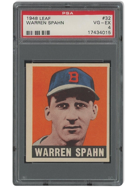1948 Leaf #32 Warren Spahn Rookie – PSA VG-EX 4
