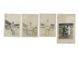 1947 Brooklyn Dodgers Group of (4) Snapshots from Ebbets Field incl. Rookie Jackie Robinson