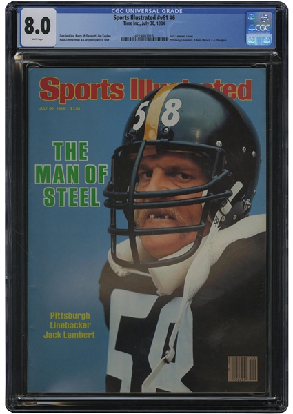 July 30, 1984 Sports Illustrated "The Man of Steel" Jack Lambert First Cover – CGC 8.0 (Pop 1, Only Two Higher!)