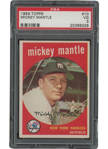 1959 Topps #10 Mickey Mantle – PSA VG 3
