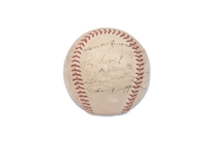 1951 New York Yankees World Champions Team Signed OAL (Harridge) Baseball with Rookie Mickey Mantle (26 Autos.) – JSA LOA