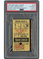 9/25/1962 N.Y. Yankees vs. Senators Ticket Stub Signed by Whitey Ford (Yanks Clinch AL Pennant, Mantle 4-for-4, Ford CG Win) – PSA Auth. & PSA/DNA 9 Auto.