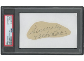 Babe Ruth Strong Pencil Autograph Cut Inscribed "Sincerely" – PSA/DNA Authentic