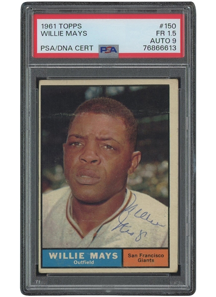 1961 Topps #150 Willie Mays with Period Signature – PSA FR 1.5, PSA/DNA 9 Auto.