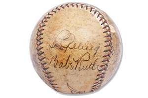 C. 1929-33 Babe Ruth, Lou Gehrig, Jimmie Foxx & Al Simmons Multi-Signed OAL Baseball – PSA/DNA LOA