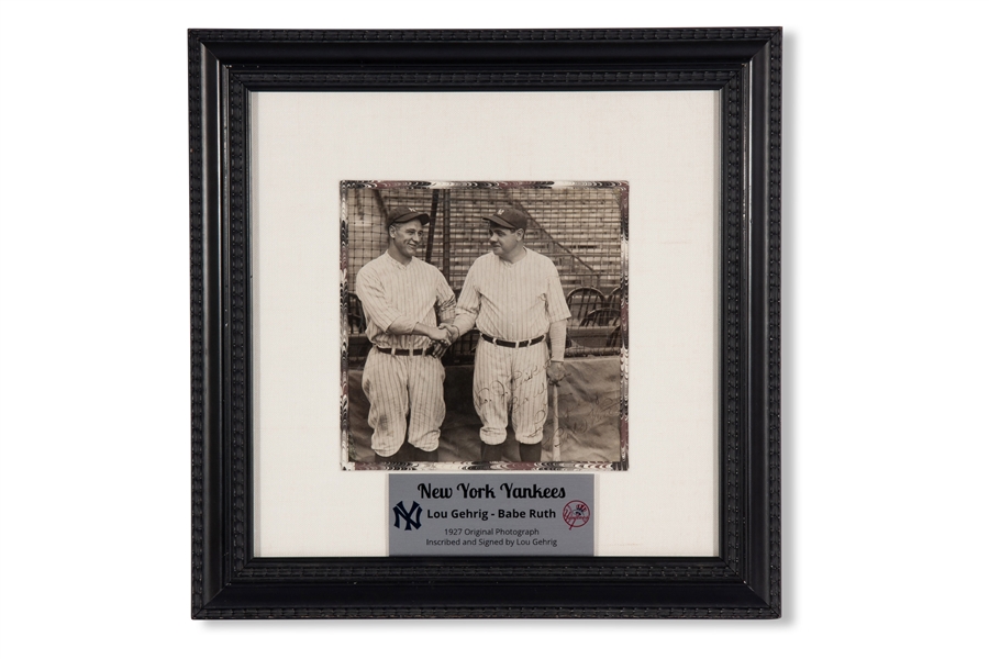 Lou Gehrig Signed & Inscribed C. 1927 New York Yankees Vintage Photograph with Babe Ruth (Gehrig Signs for Ruth!) – PSA/DNA & Beckett LOAs