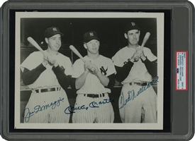 Mickey Mantle, Joe DiMaggio & Ted Williams Triple-Signed Photograph – PSA/DNA 9 Auto.