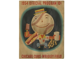 1954 Brooklyn Dodgers at Chicago Cubs (Wrigley Field) Program Signed by Jackie Robinson – PSA/DNA LOA