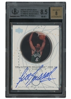 2002-03 Upper Deck Ultimate Collection Ultimate Signatures #BRS Bill Russell – BGS NM-MT+ 8.5, Beckett 8 Auto.