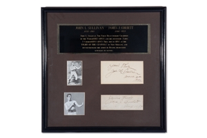 1908 John L. Sullivan and 1894 James J. Corbett Pair of Signed, Inscribed & Dated Cuts in Matted Display – Beckett LOA