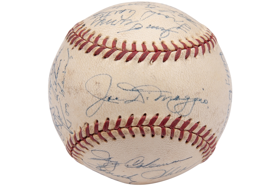 1951 New York Yankees Team Signed OAL (Harridge) Baseball (22 Signatures Total) incl. Rare Rookie Mick Mantle, DiMaggio, Stengel, etc. – PSA/DNA LOA