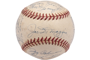 1951 New York Yankees Team Signed OAL (Harridge) Baseball (22 Signatures Total) incl. Rare Rookie Mick Mantle, DiMaggio, Stengel, etc. – PSA/DNA LOA