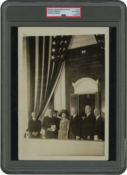 C. 1924 Calvin Coolidge Original Photograph (Unveiling of Constitution & Declaration of Independence Shrine) by Harris & Ewing – PSA/DNA Type 1