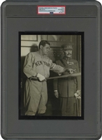 C. 1920s Babe Ruth (Showing Off His Bat to Military Member) Original Photograph by Underwood & Underwood – PSA/DNA Type 1