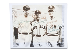 DiMaggio Brothers (Joe, Dom & Vince) Triple-Signed Photograph – JSA LOA