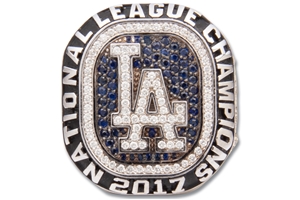 2017 Los Angeles Dodgers National League Champions 10K Gold Players Ring with Original Presentation Box