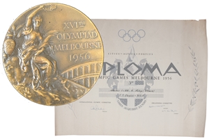 1956 Melbourne Summer Olympics Bronze Winners Medal & Diploma Awarded to USA Sprinter Isabelle Daniels in 4x100 Meters (Member of 1st All-Black Relay Team w/ Wilma Rudolph) – Family LOA