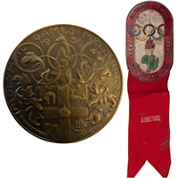 1956 Melbourne Summer Olympics Participation Medal and Athletics Badge Both Issued to USAT&F Bronze Medal Sprinter Isabelle Daniels – Family LOA