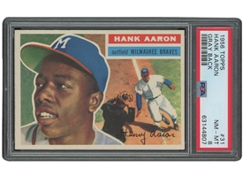 1956 Topps #31 Hank Aaron (Gray Back) – PSA NM-MT 8
