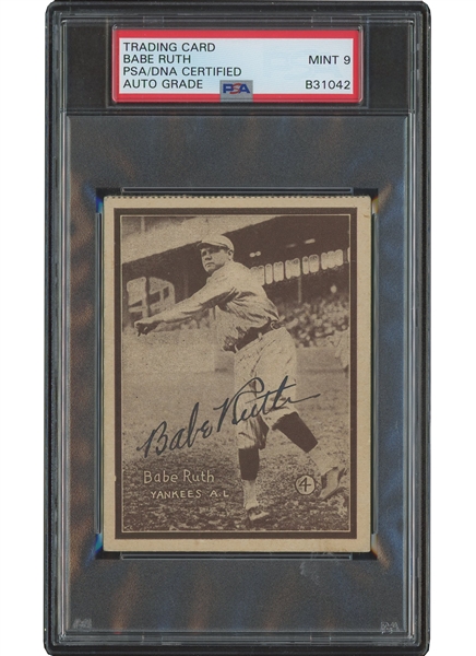 1931 W517 #4 Babe Ruth (Throwing) Autographed Card – PSA/DNA MINT 9 Auto. (Only Ruth Signed Version to Ever Surface!)
