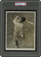 September 1936 Lou Gehrig (MVP Season) Original AP Photograph Tracking a High Fly Off His Bat – PSA/DNA Type 1
