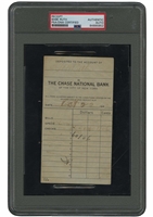 1943 Babe Ruth Signed Chase National Bank Deposit Receipt – PSA/DNA Authentic