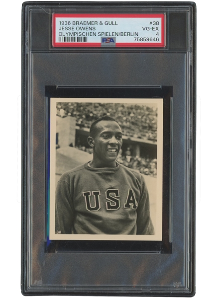 1936 Berlin Olympischen Speilen Presse-Bild-Zentrale Braemer & Güll #38 Jesse Owens – PSA VG-EX 4 (Highest PSA Graded!)