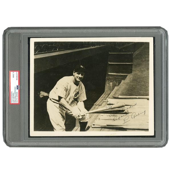 Unique 1935 Lou Gehrig Signed & Inscribed Photograph (Not Personalized & Intended for Promotional Use) – PSA/DNA 9 Auto.
