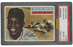 1956 Topps #130 (Gray Back) Willie Mays – PSA NM-MT 8 (MBA Gold Cert.)