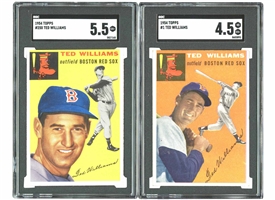 1954 Topps #1 and #250 Ted Williams – SGC VG/EX+ 4.5 and EX+ 5.5