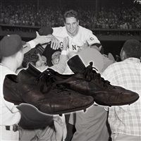 Epic Oct. 3, 1951 Bobby Thomson N.Y. Giants vs. Brooklyn Dodgers "Shot Heard Round the World" Game Used Cleats from Famous Homer to Win NL Pennant! – Family LOA from Giants Owner Horace Stoneham