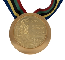 1992 Barcelona Summer Olympics 1st Place Winners Gold Medal Awarded to Cuban Light-Welterweight Boxing Champion Hector Vinent