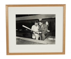 C. Early 1950s Joe DiMaggio & Casey Stengel (in Yankees Dugout) Original Barney Stein 11x14 Framed Photograph – Stein Family Collection